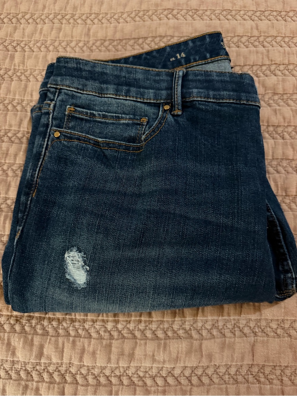 White House Black Market Indigo Skinny Jeans with Light Distressing - Picture 5 of 5